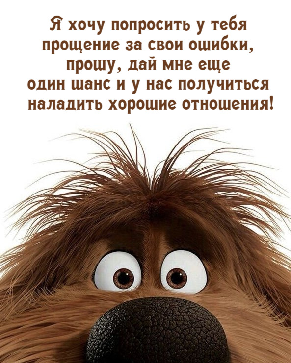 Я хочу попросить у тебя прощение за свои ошибки, прошу, дай мне еще один шанс и у нас получиться наладить хорошие отношения!