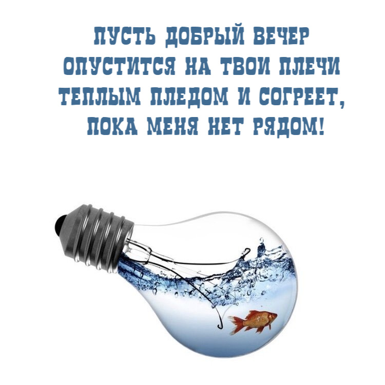 Пусть добрый вечер опустится на твои плечи теплым пледом и согреет, пока меня нет рядом!