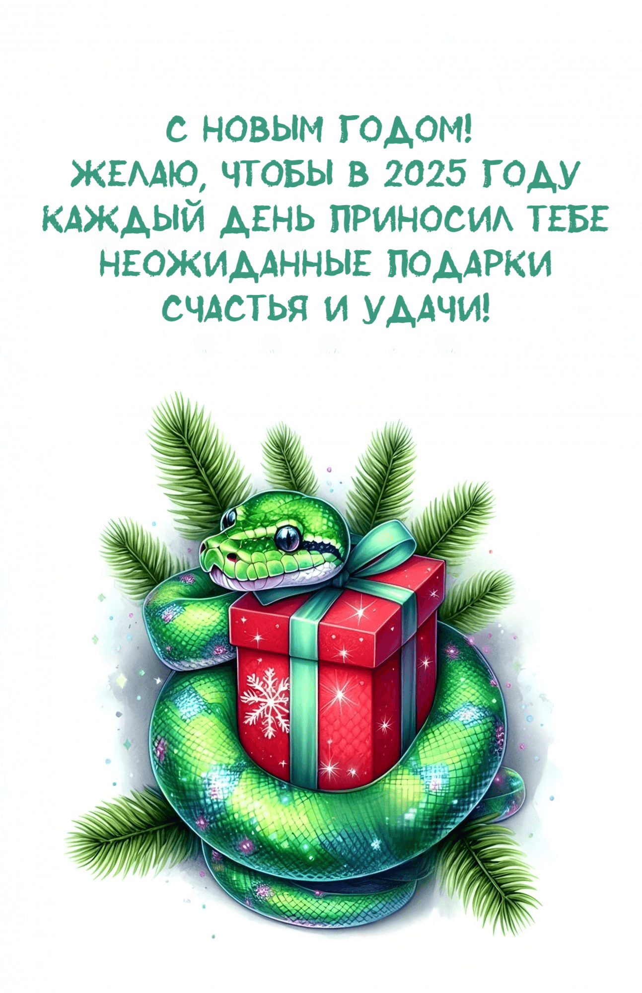Желаю, чтобы в 2025 году каждый день приносил тебе неожиданные подарки счастья и удачи!
