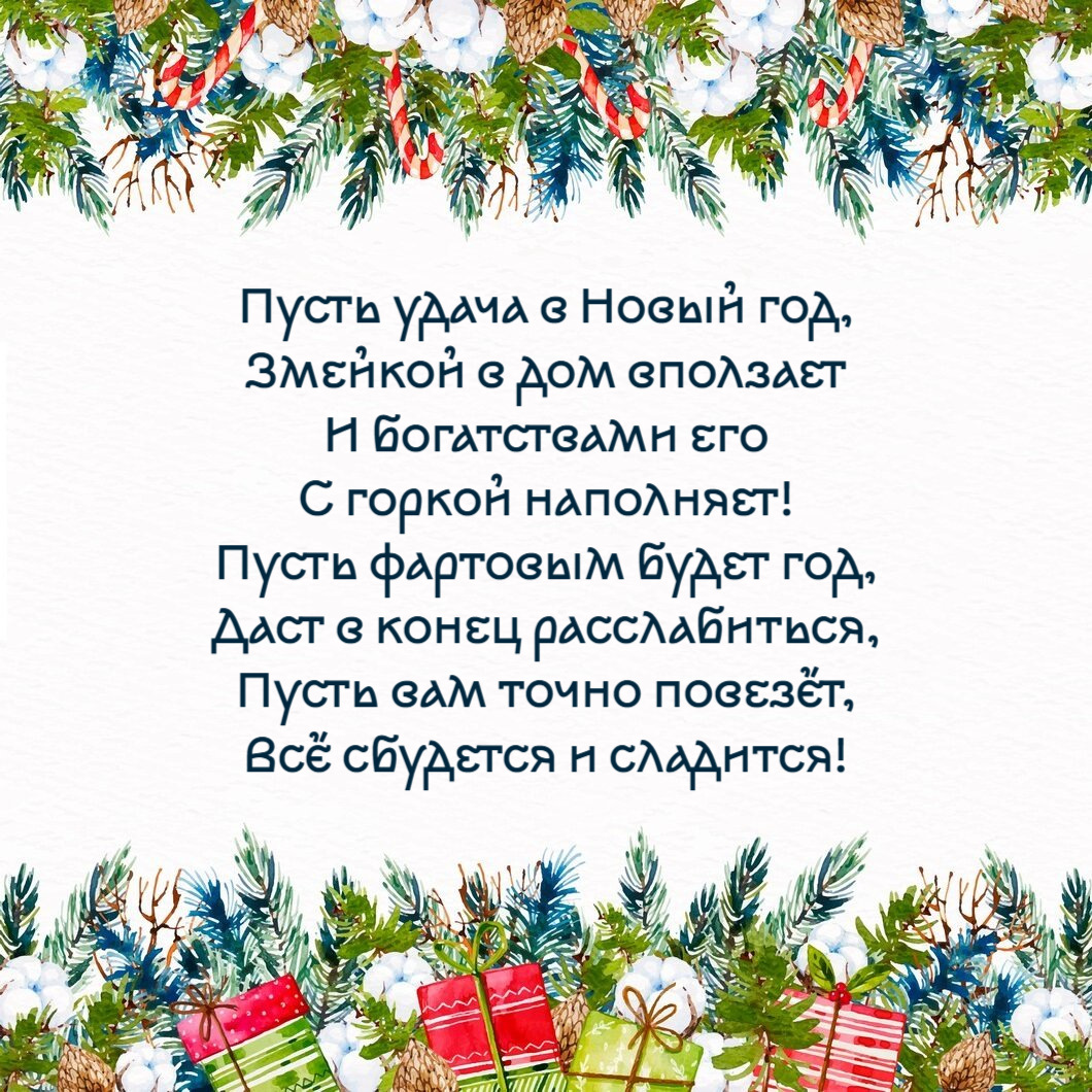 Пусть удача в Новый год, Змейкой в дом вползает